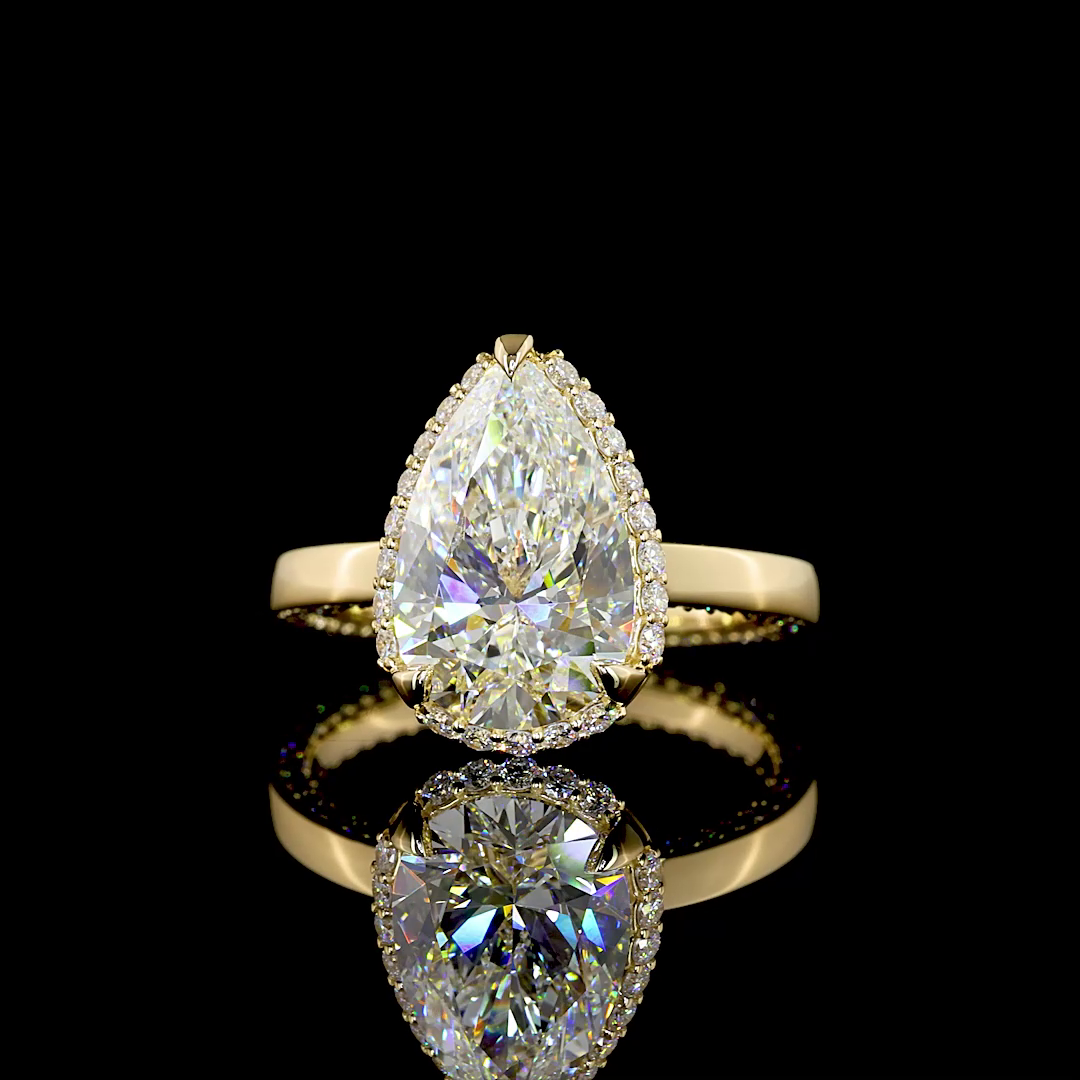 3ct Pear Hidden Halo Engagement Ring.