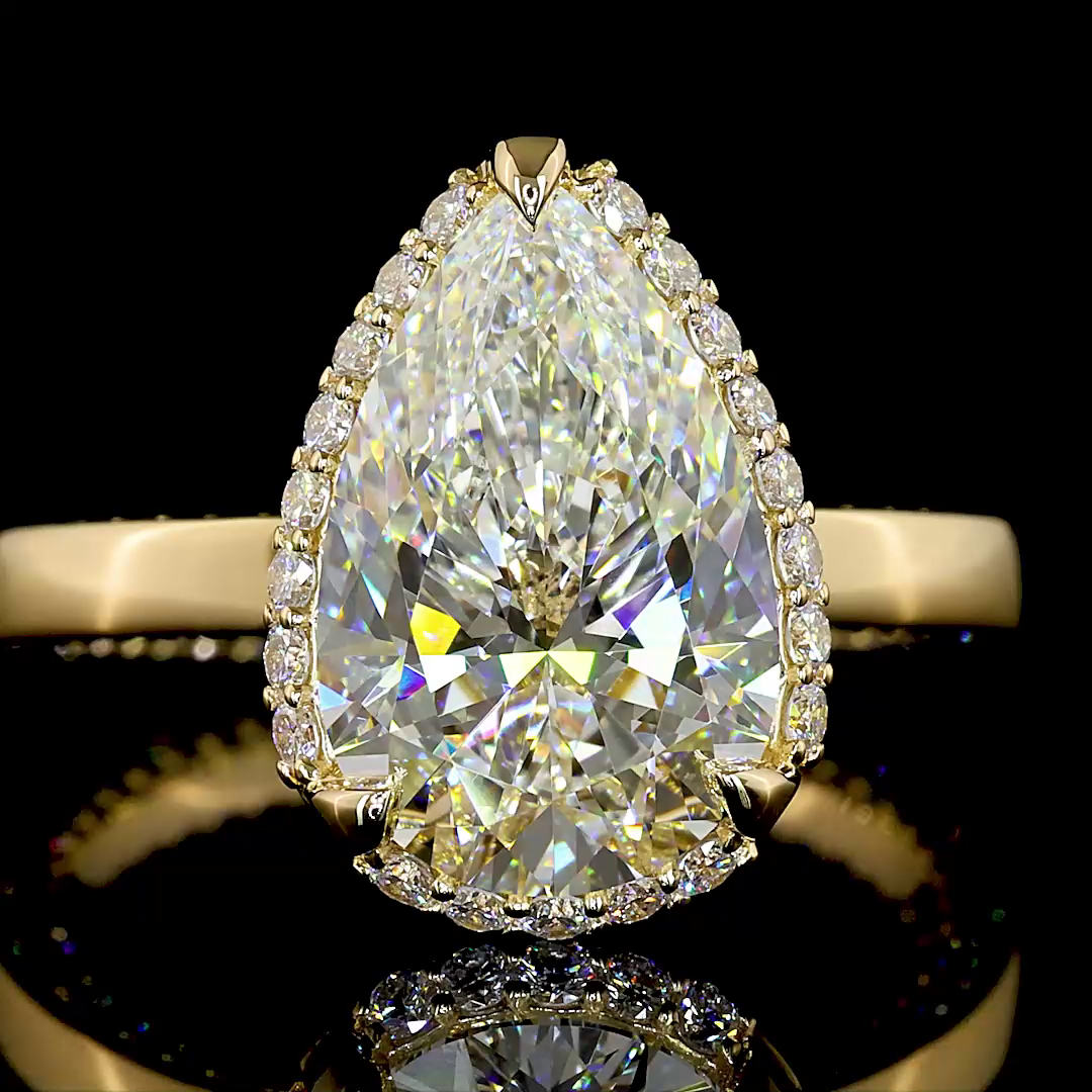 3ct Pear Hidden Halo Engagement Ring.