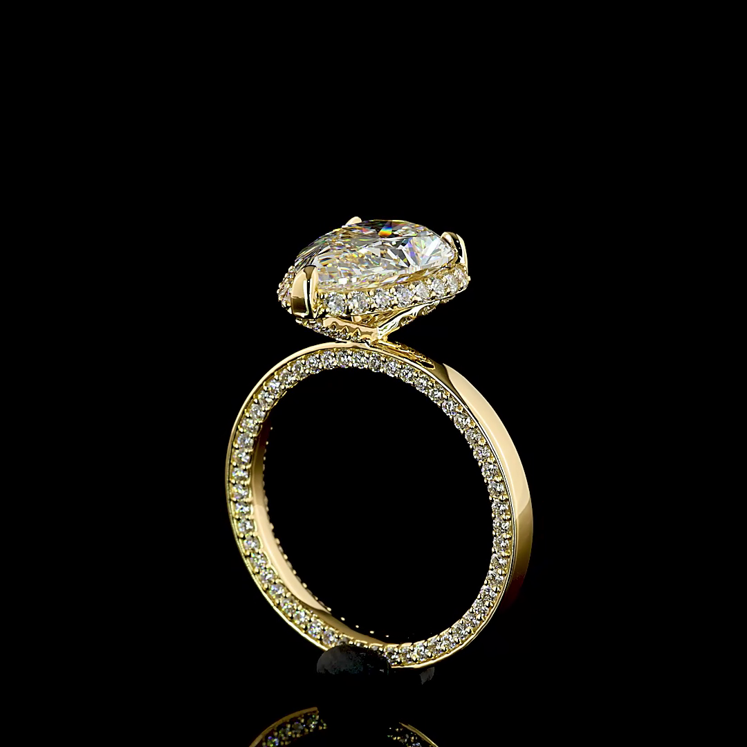 3ct Pear Hidden Halo Engagement Ring.