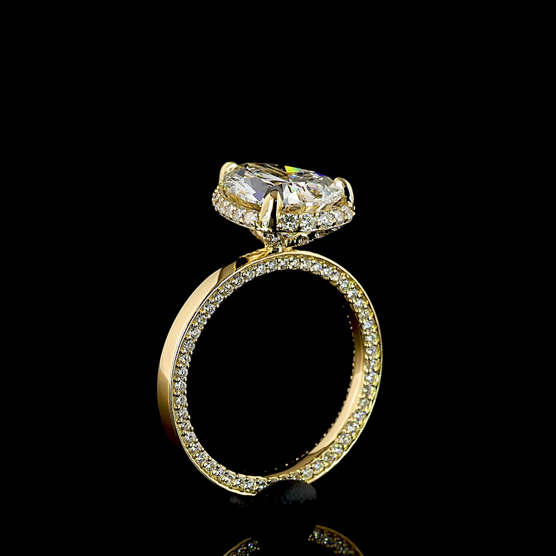 3ct Pear Hidden Halo Engagement Ring