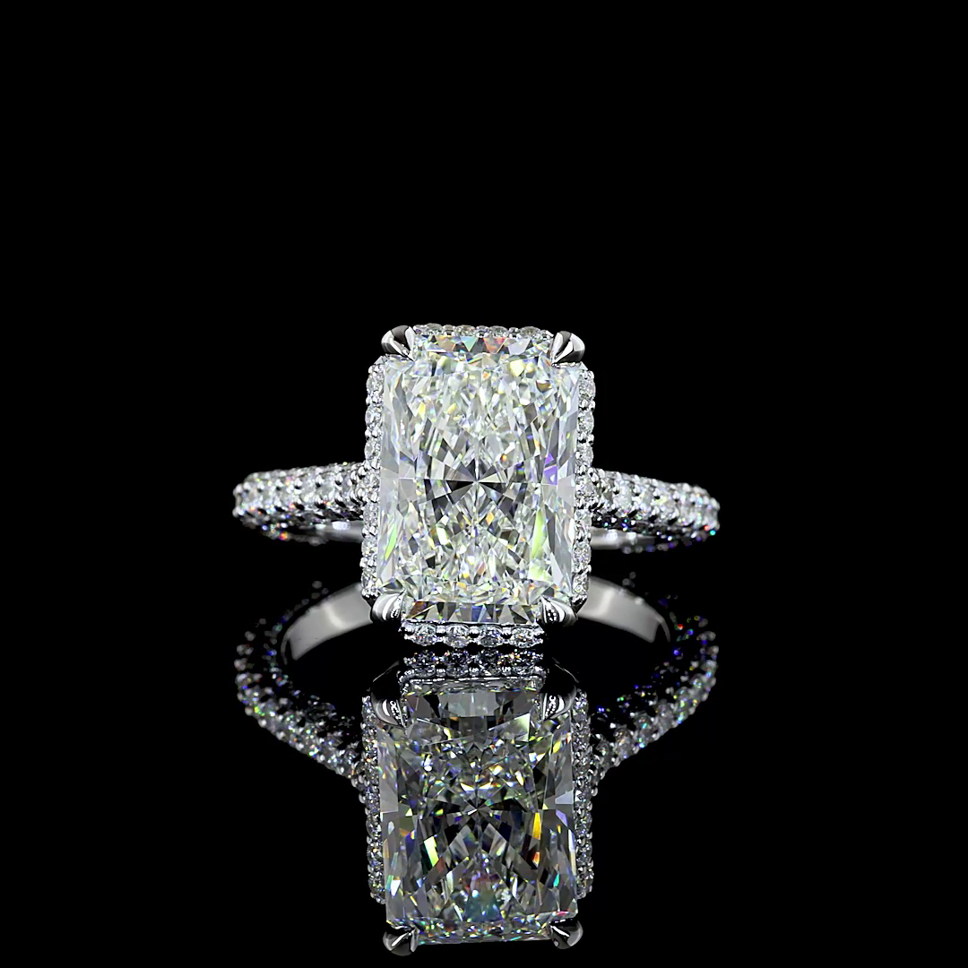 4ct Radiant Hidden Halo Engagement Ring.