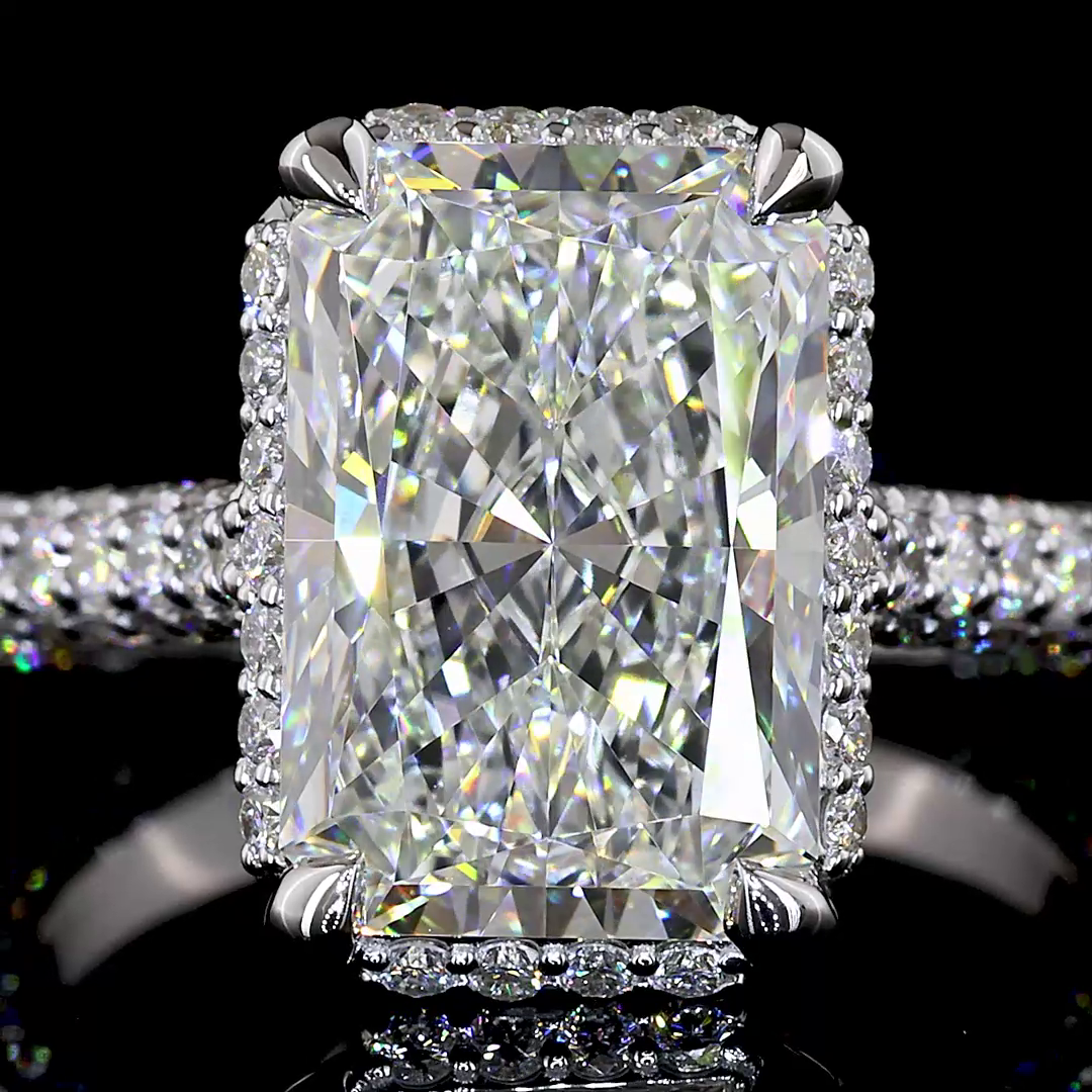 4ct Radiant Hidden Halo Engagement Ring.