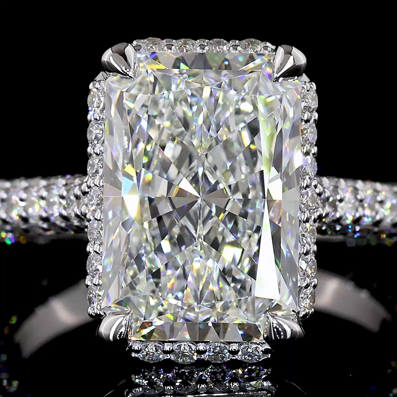 4ct Radiant Hidden Halo Engagement Ring