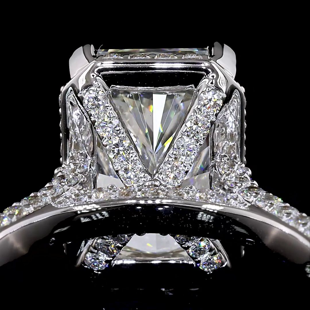 4ct Radiant Hidden Halo Engagement Ring.