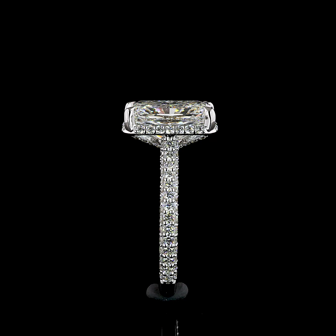 4ct Radiant Hidden Halo Engagement Ring.