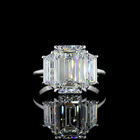 5ct Emerald Three Stone Engagement Ring.