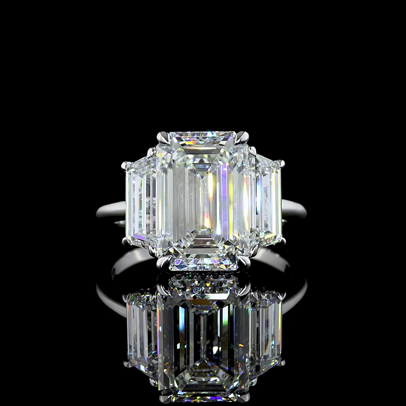 5ct Emerald Three Stone Engagement Ring