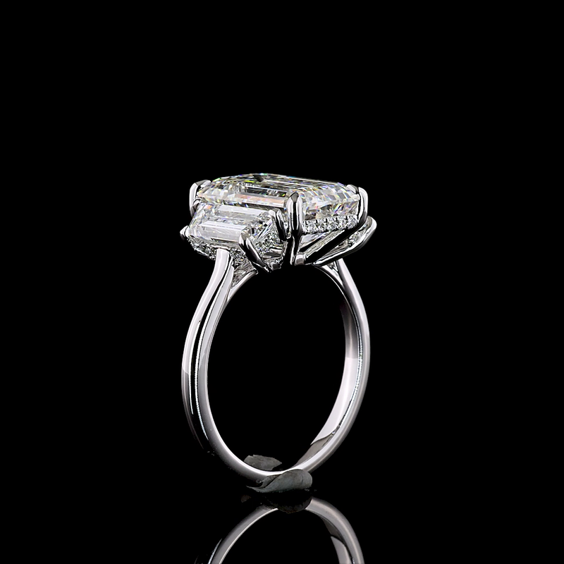 5ct Emerald Three Stone Engagement Ring