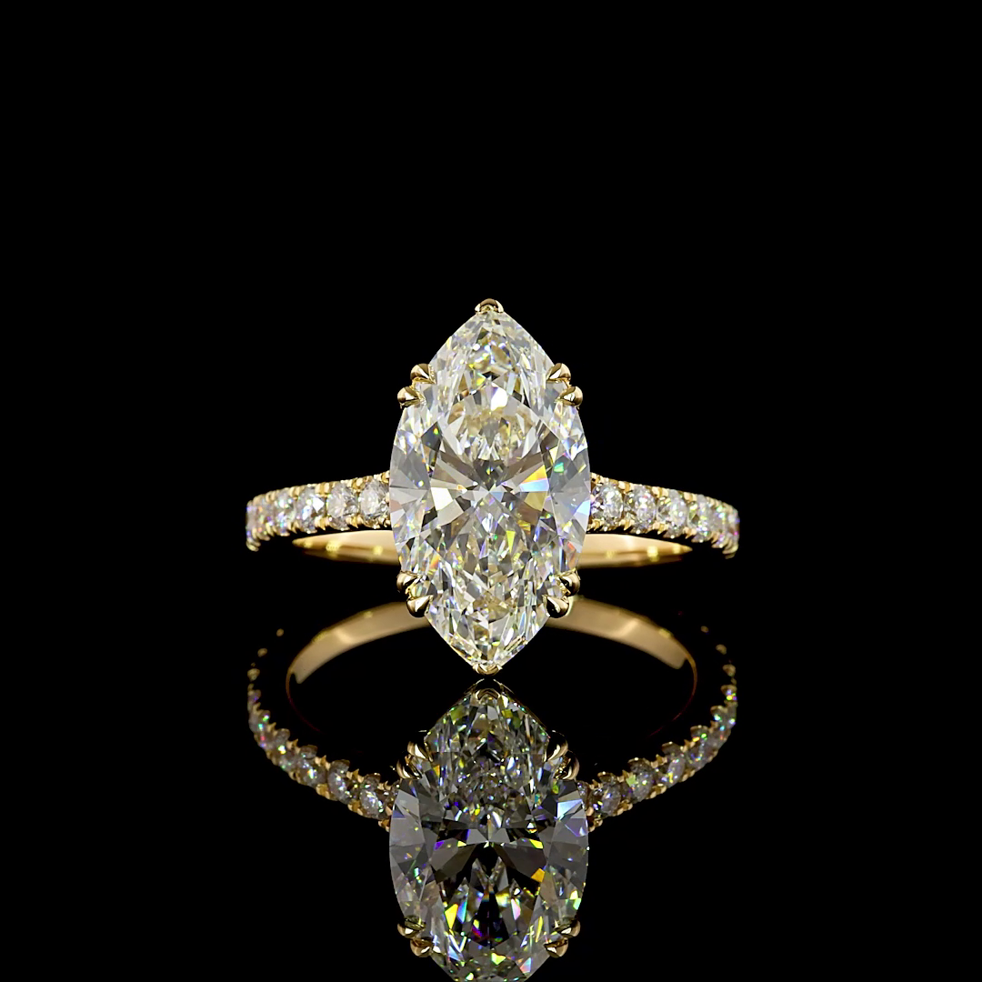 3ct Marquise Side Stone Engagement Ring.