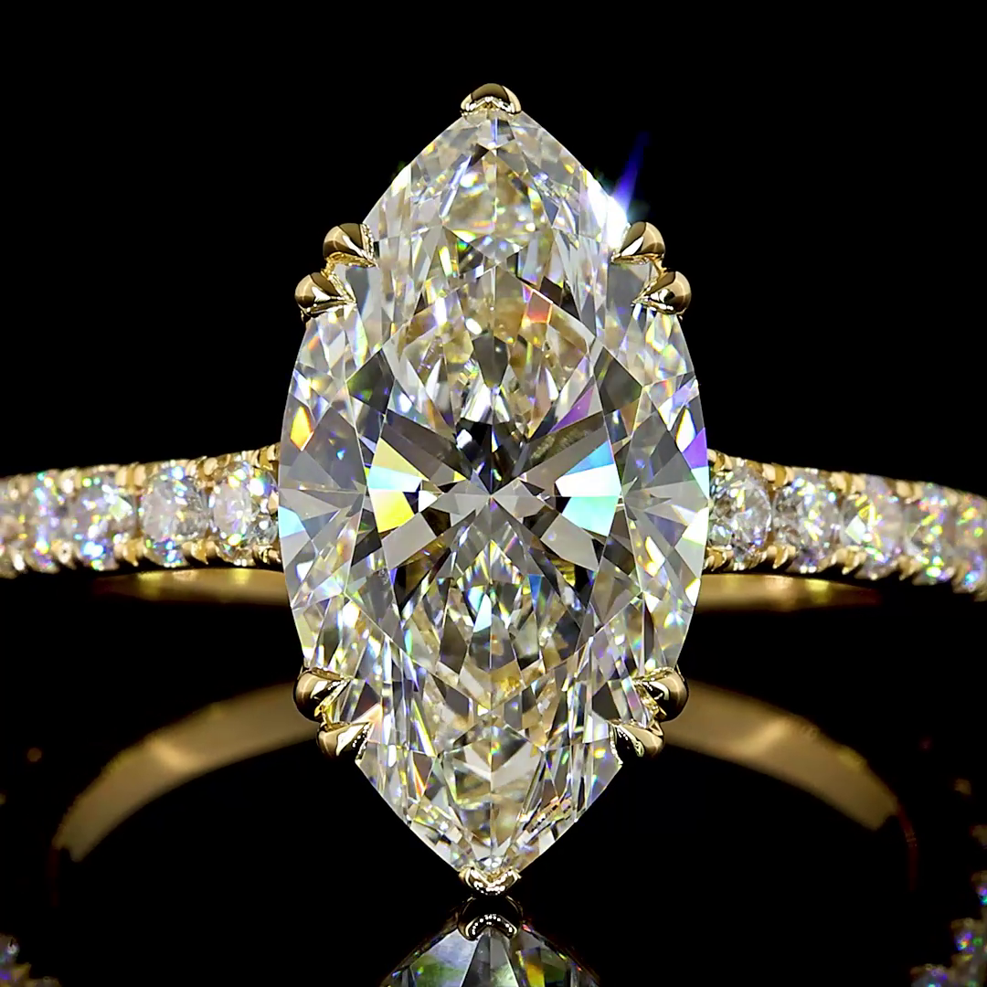 3ct Marquise Side Stone Engagement Ring.