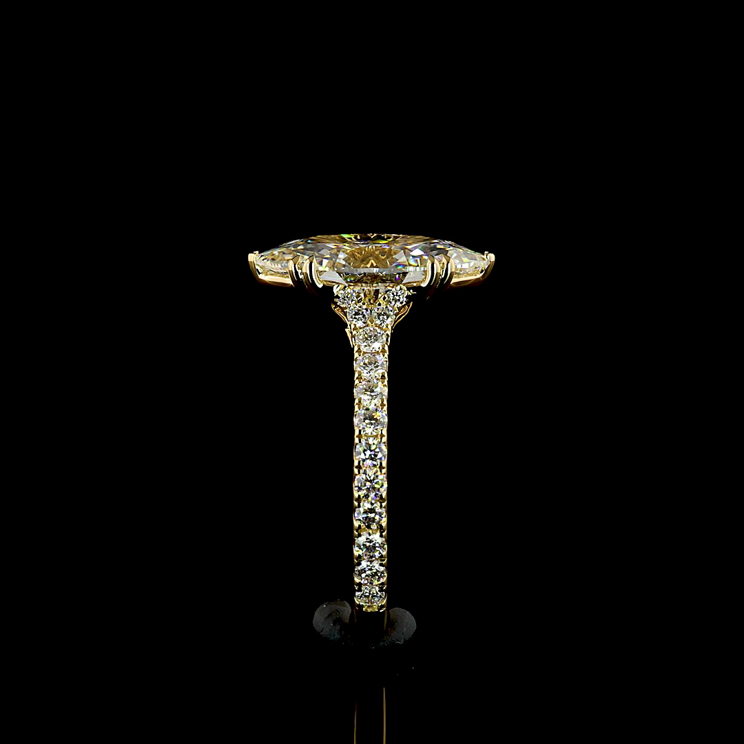 3ct Marquise Side Stone Engagement Ring.