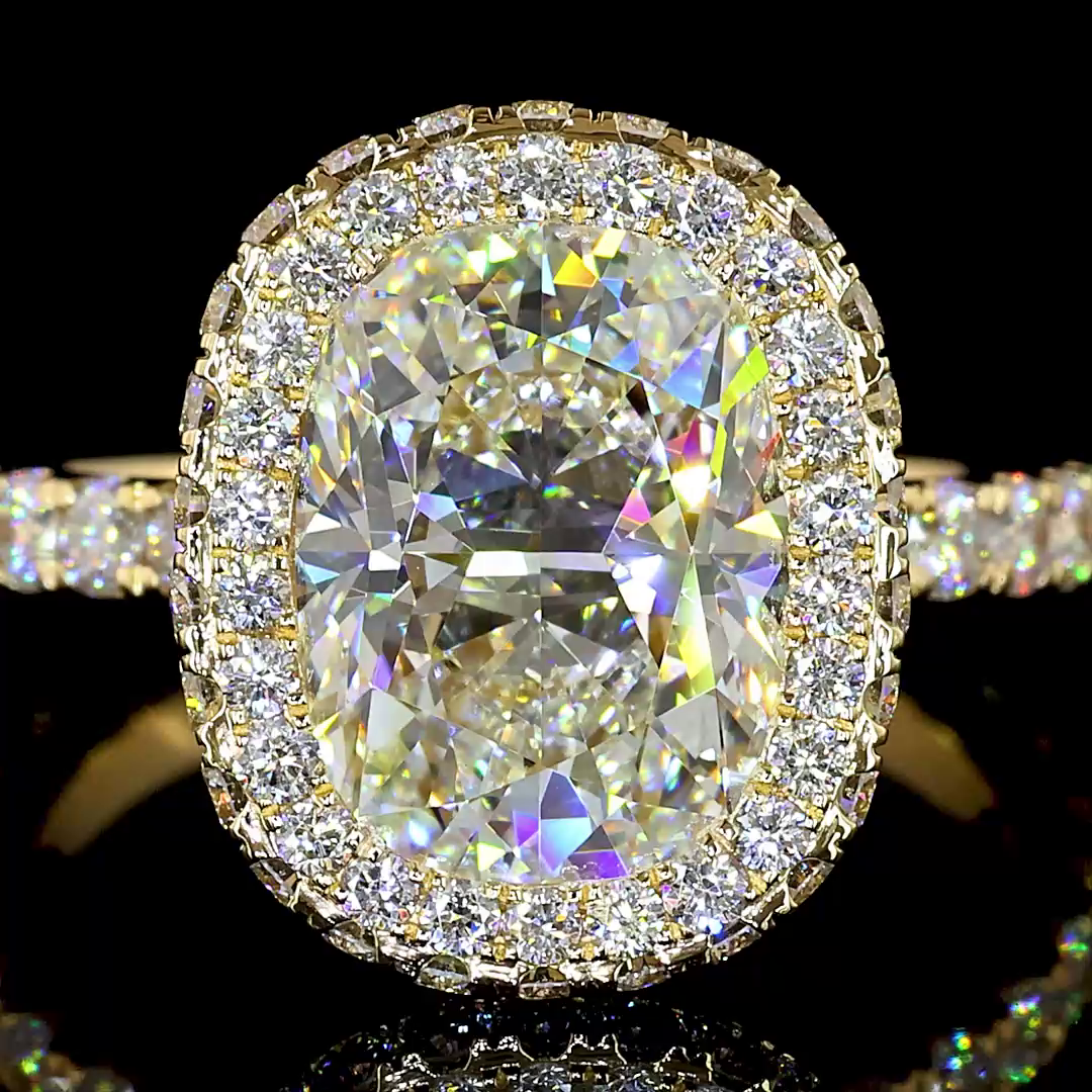 3ct Cushion Hidden Halo Engagement Ring.