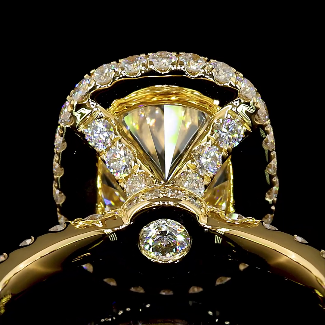 3ct Cushion Hidden Halo Engagement Ring.