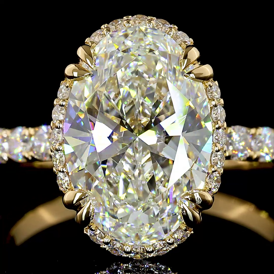 3ct Oval Hidden Halo Engagement Ring.