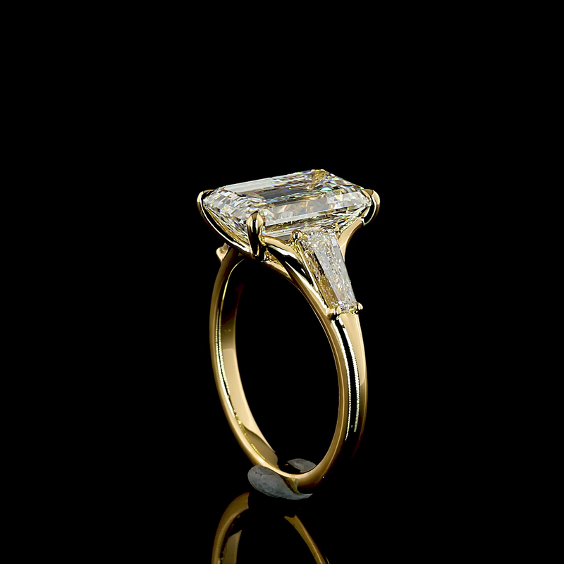 4ct Emerald Three Stone Engagement Ring