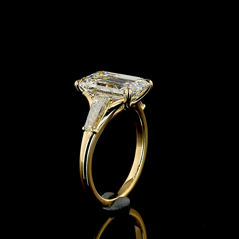 4ct Emerald Three Stone Engagement Ring