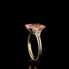 4ct Fancy Pink Cushion Three Stone Engagement Ring.