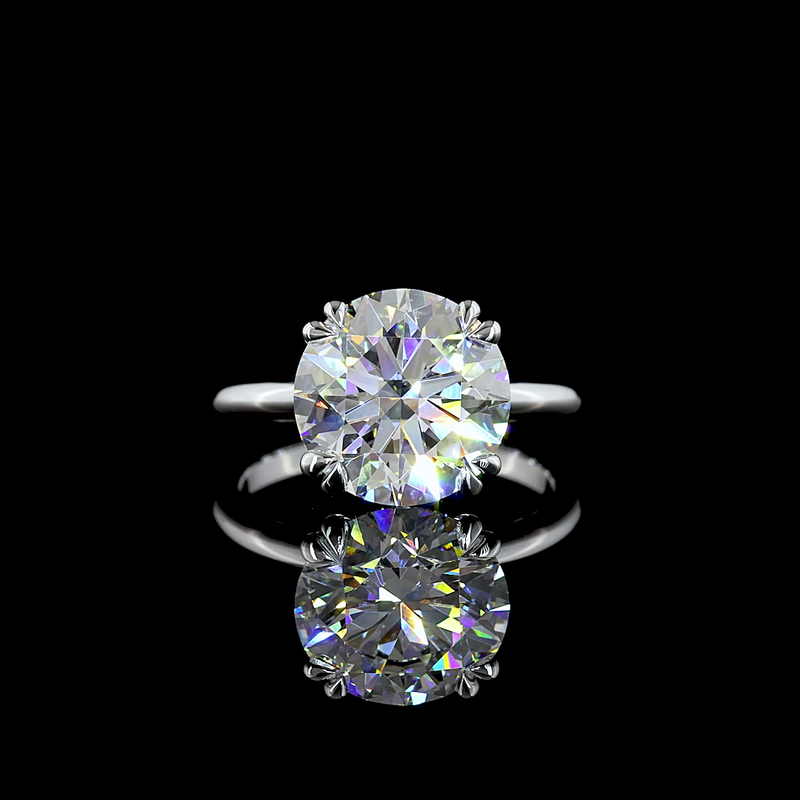 5ct Round Prong Hidden Halo Diamond Engagement Ring