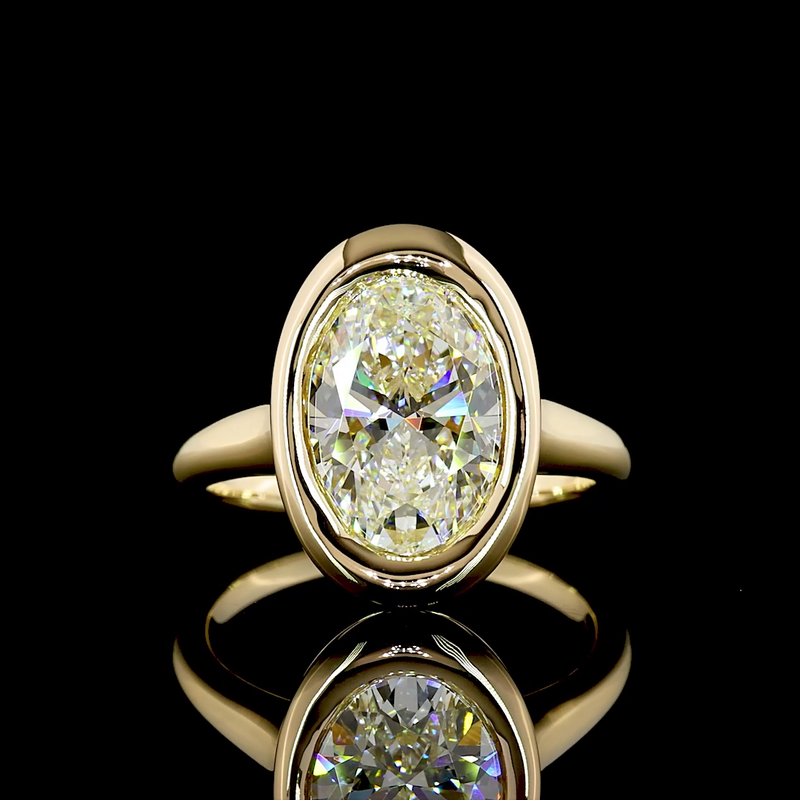 4ct Oval Bezel Solitaire Diamond Engagement Ring