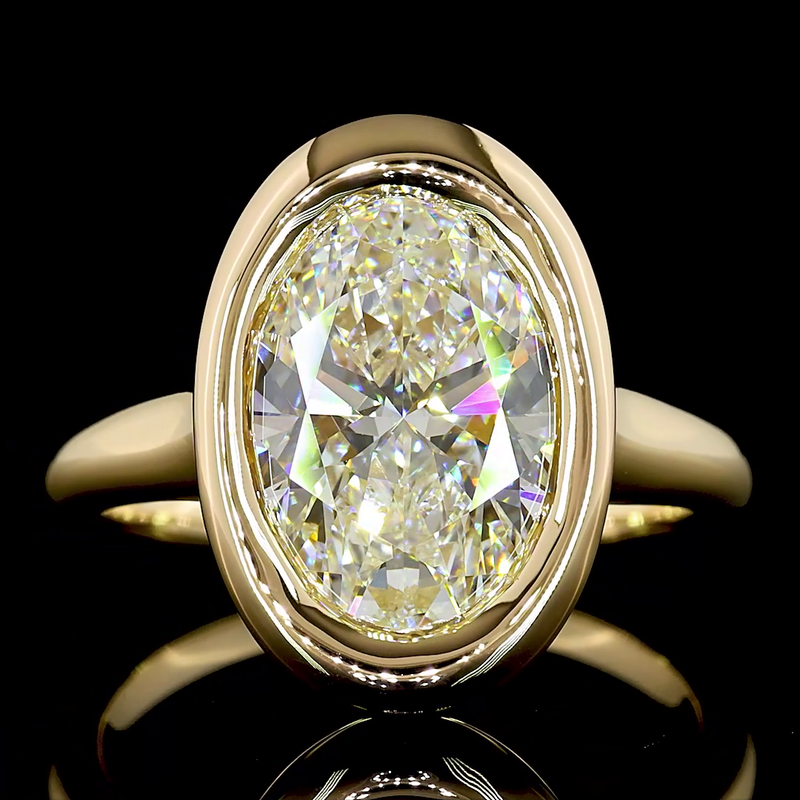 4ct Oval Bezel Solitaire Diamond Engagement Ring