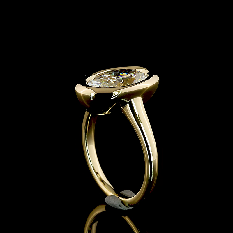 4ct Oval Bezel Solitaire Diamond Engagement Ring