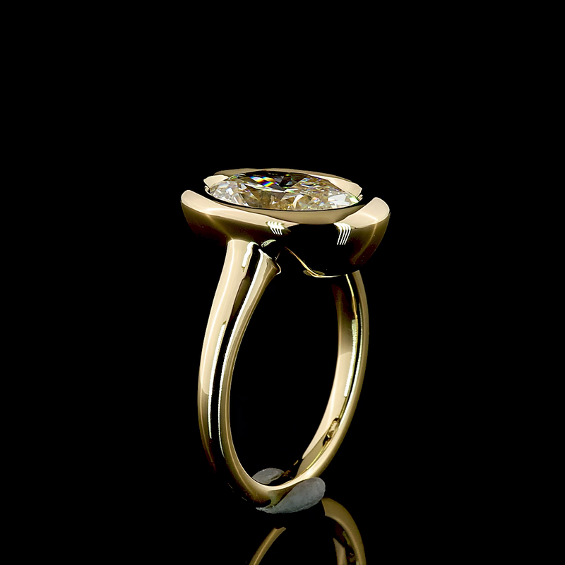 4ct Oval Bezel Solitaire Diamond Engagement Ring