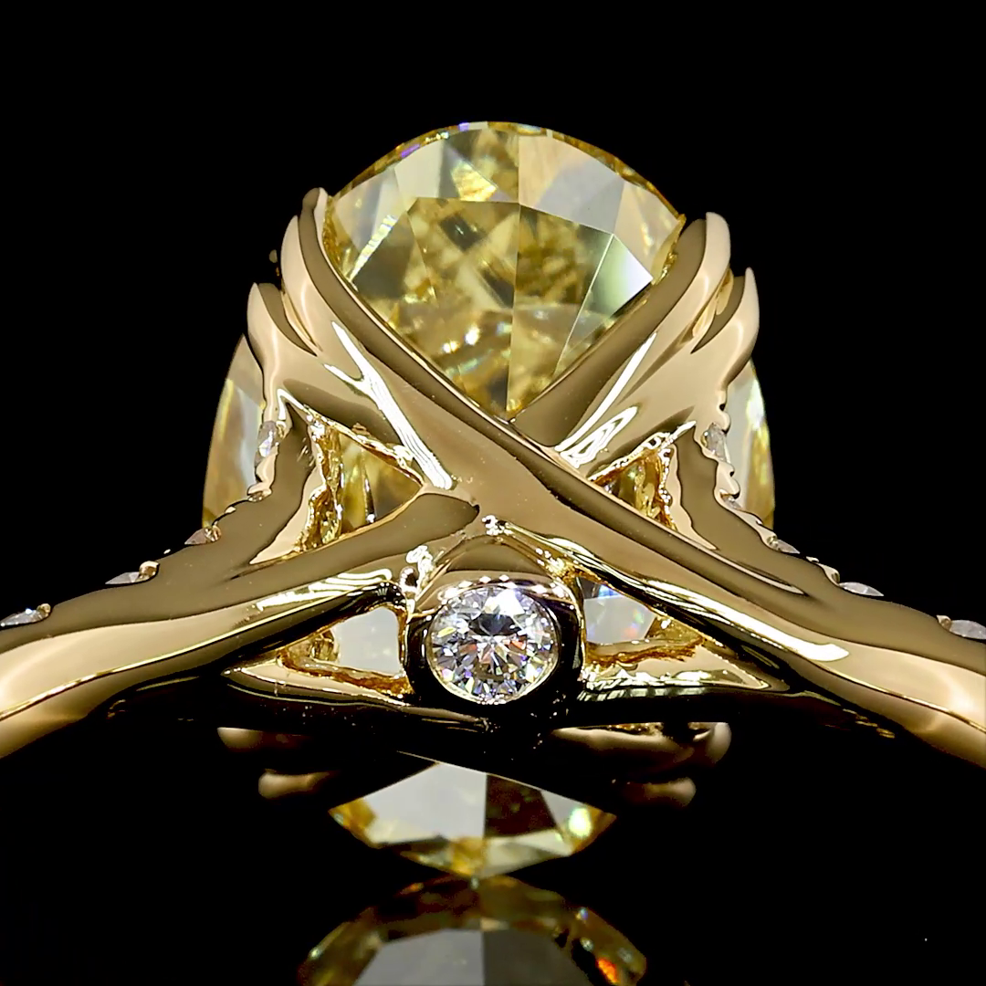 4ct Fancy Yellow Oval Hidden Halo Engagement Ring.