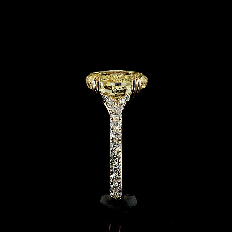 4ct Fancy Yellow Oval Hidden Halo Engagement Ring