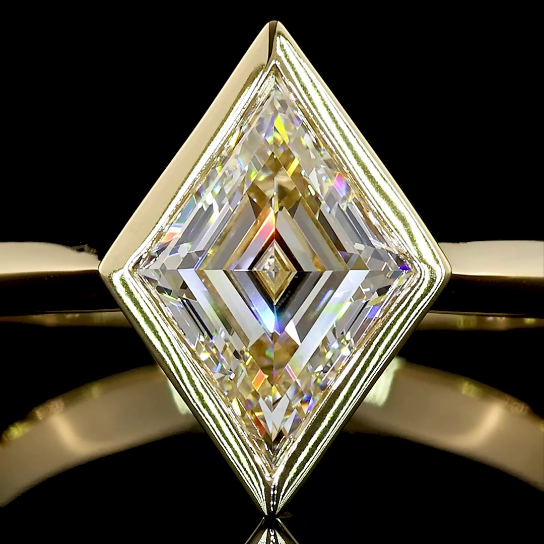 1-1/2ct Kite Bezel Solitaire Diamond Engagement Ring