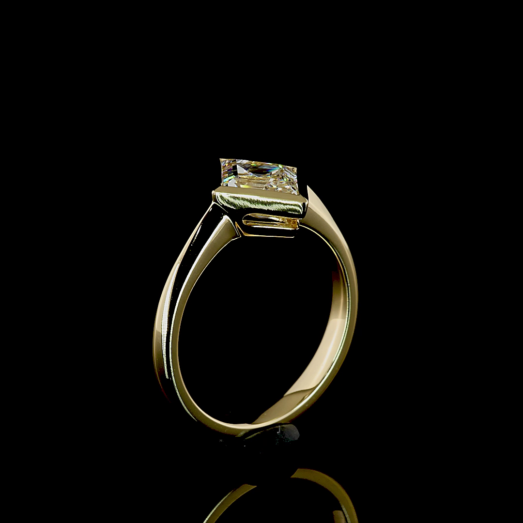 1-1/2ct Kite Bezel Solitaire Diamond Engagement Ring