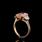 5ct Fancy Pink Cushion Three Stone Engagement Ring.