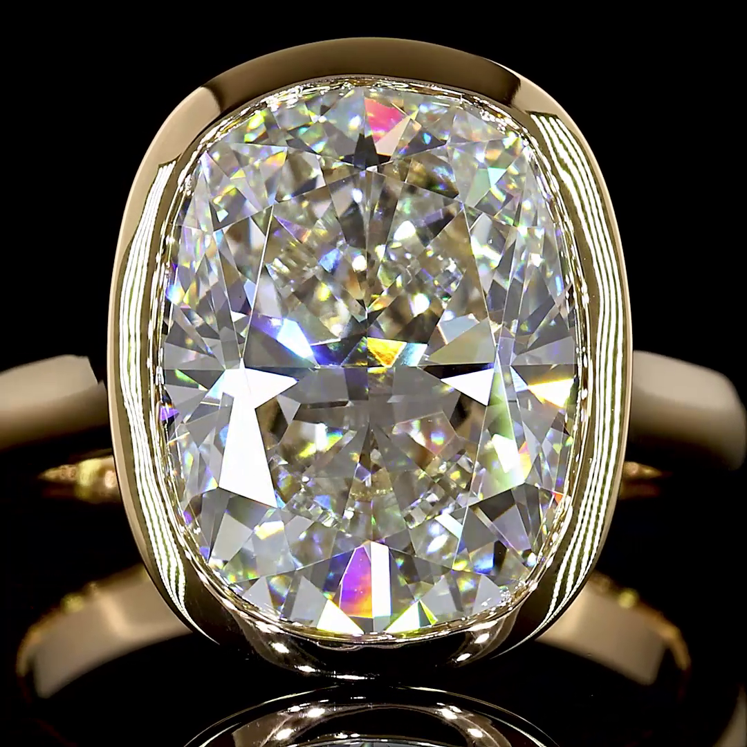 5ct Cushion Bezel Solitaire Diamond Engagement Ring