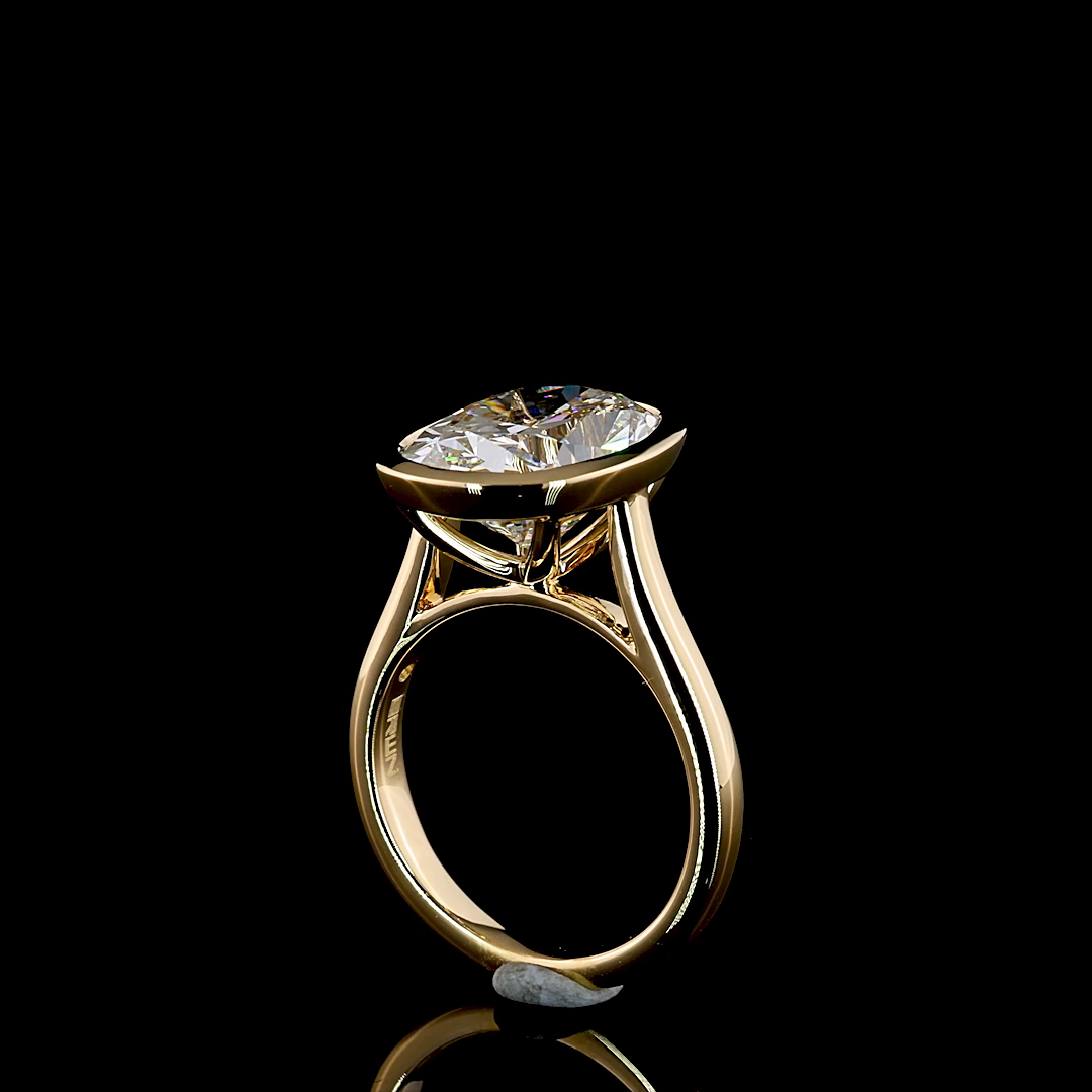 5ct Cushion Bezel Solitaire Diamond Engagement Ring