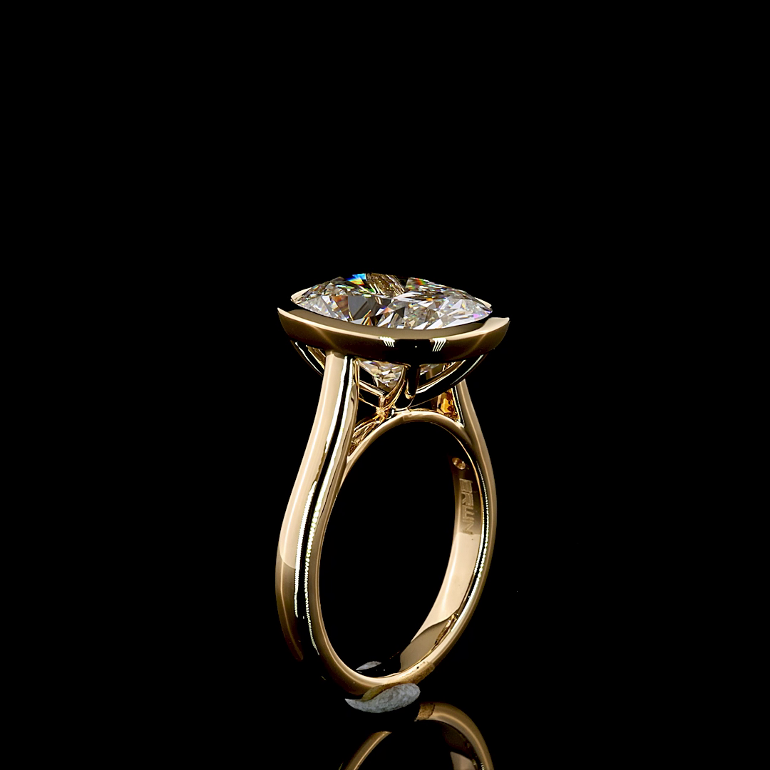 5ct Cushion Bezel Solitaire Diamond Engagement Ring