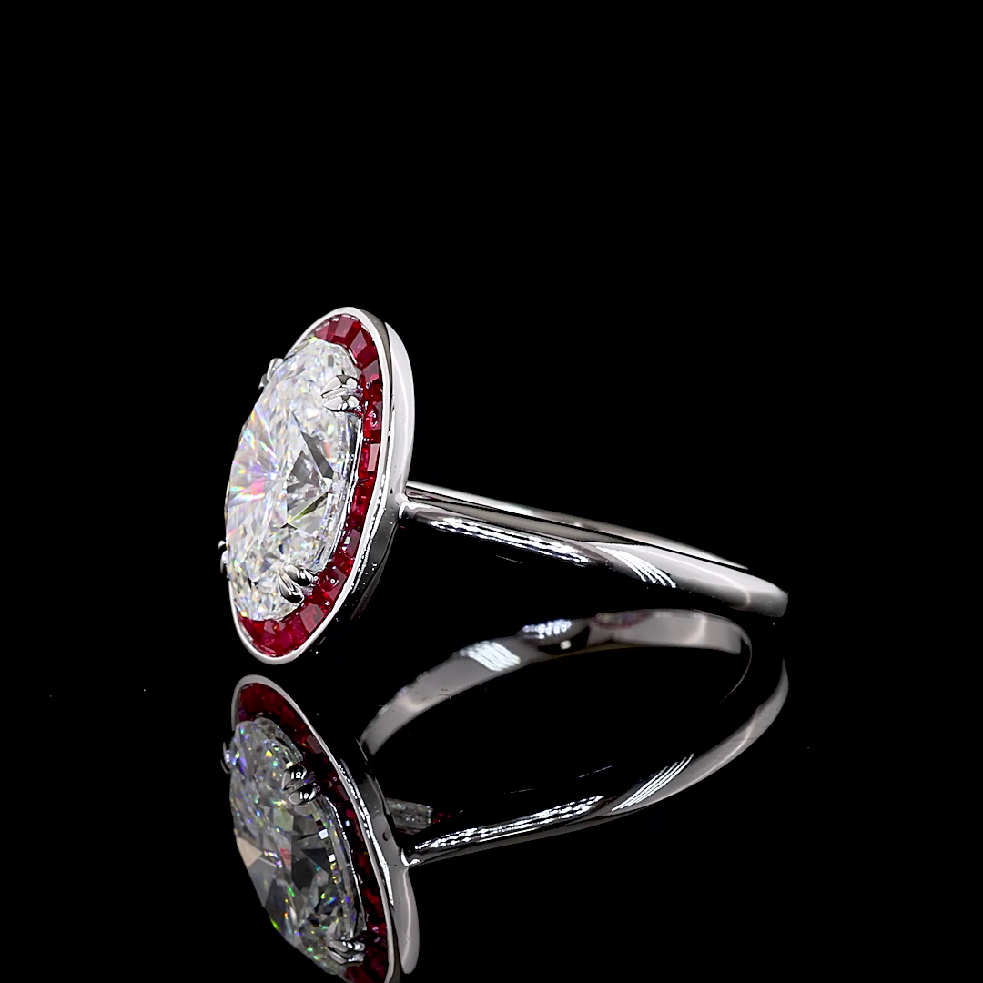 3ct Oval Bezel-Prong Halo Diamond Engagement Ring