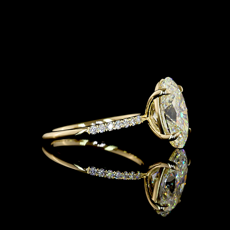 3-1/2ct Oval Prong Side Stone Diamond Engagement Ring