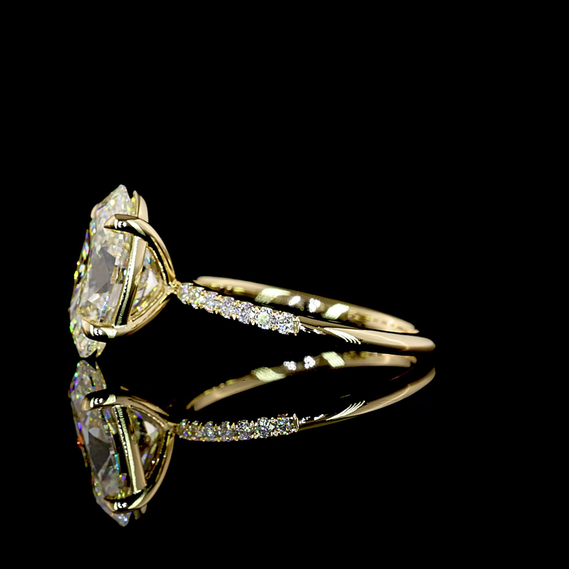 3-1/2ct Oval Prong Side Stone Diamond Engagement Ring