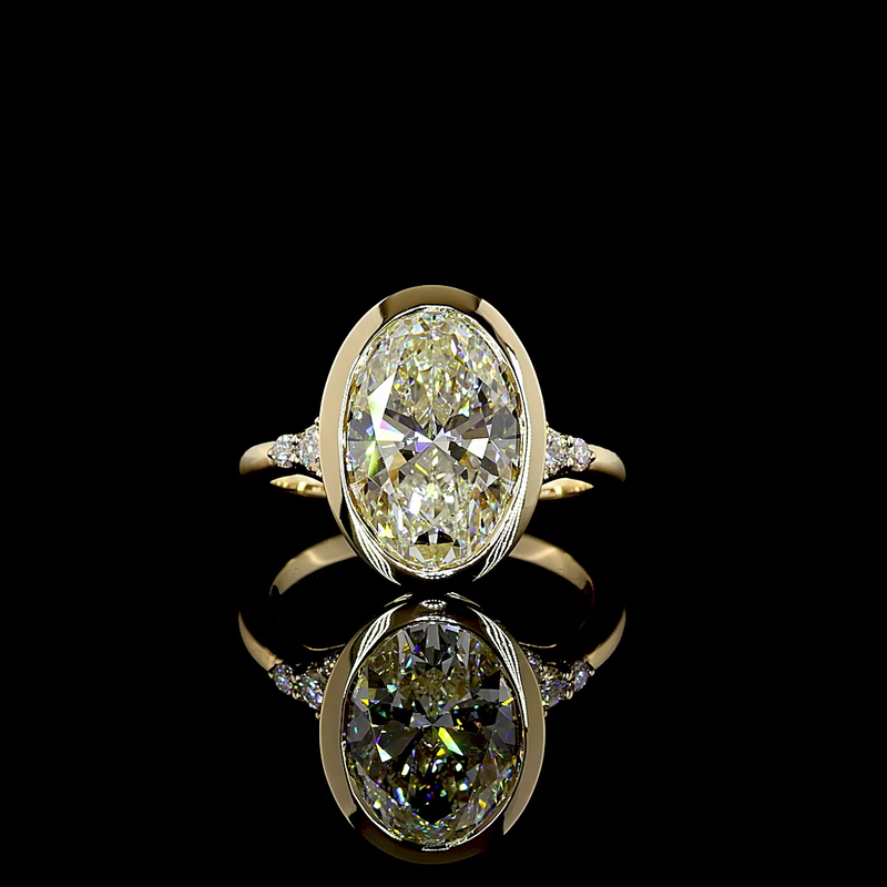 5ct Oval Bezel Unique Diamond Engagement Ring