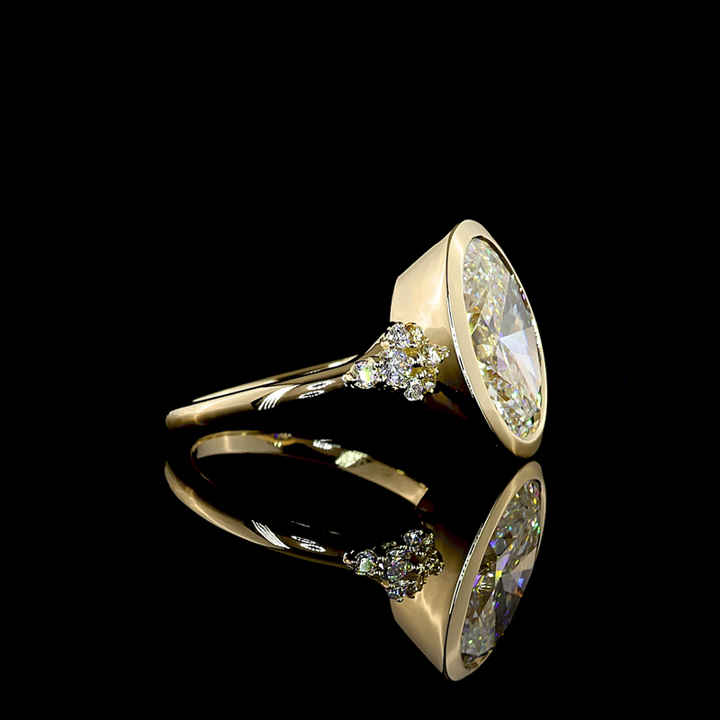 5ct Oval Bezel Unique Diamond Engagement Ring