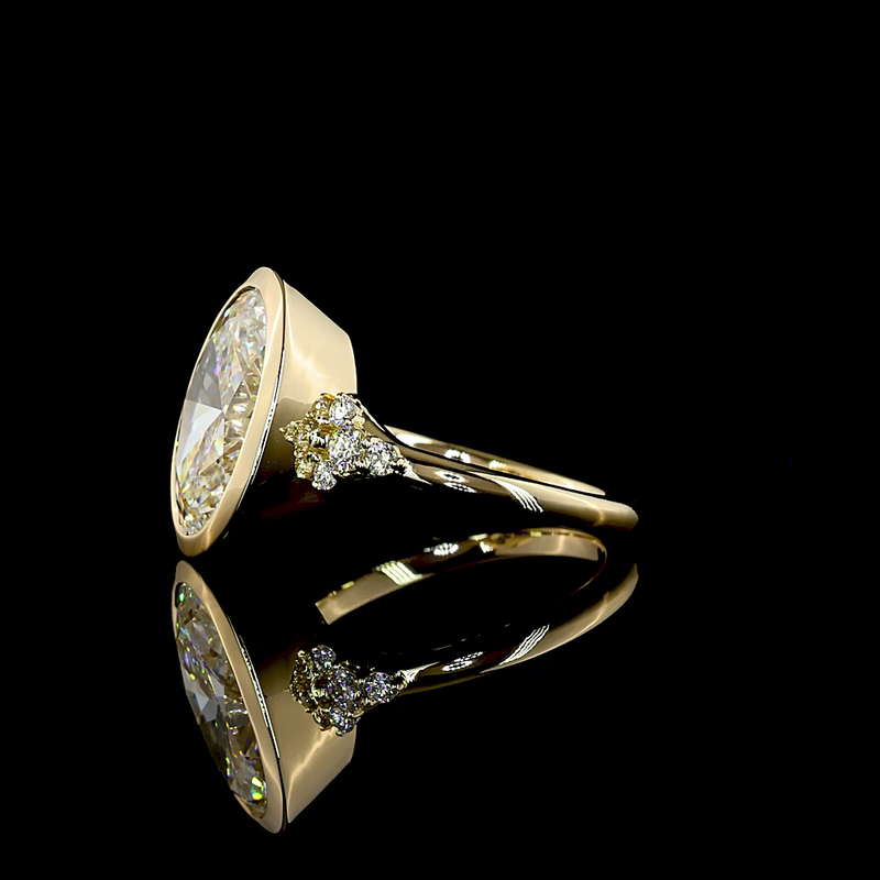 5ct Oval Bezel Unique Diamond Engagement Ring