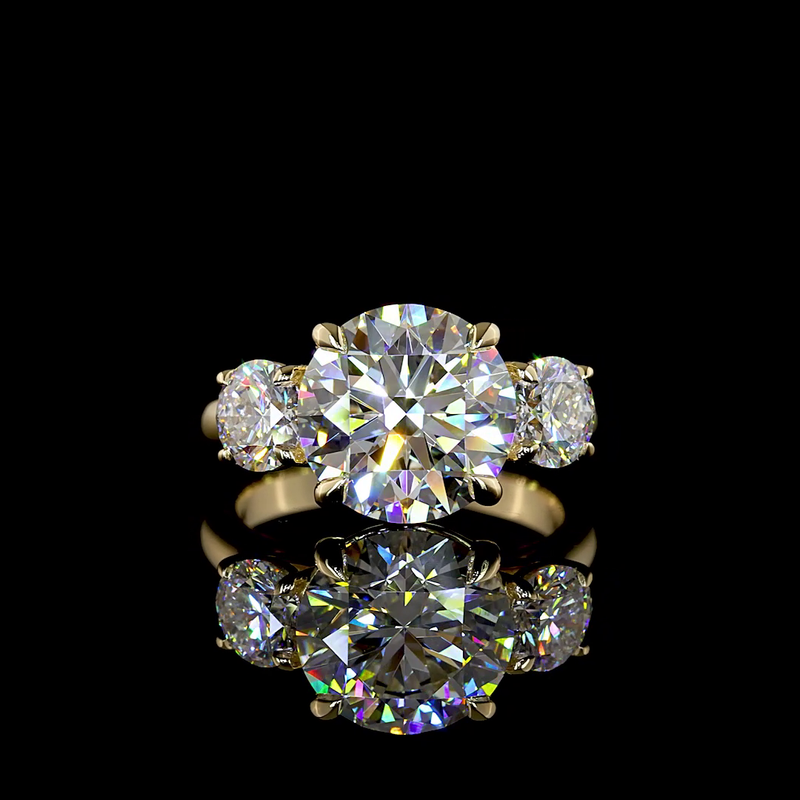 3ct Round Prong Three Stone Diamond Engagement Ring