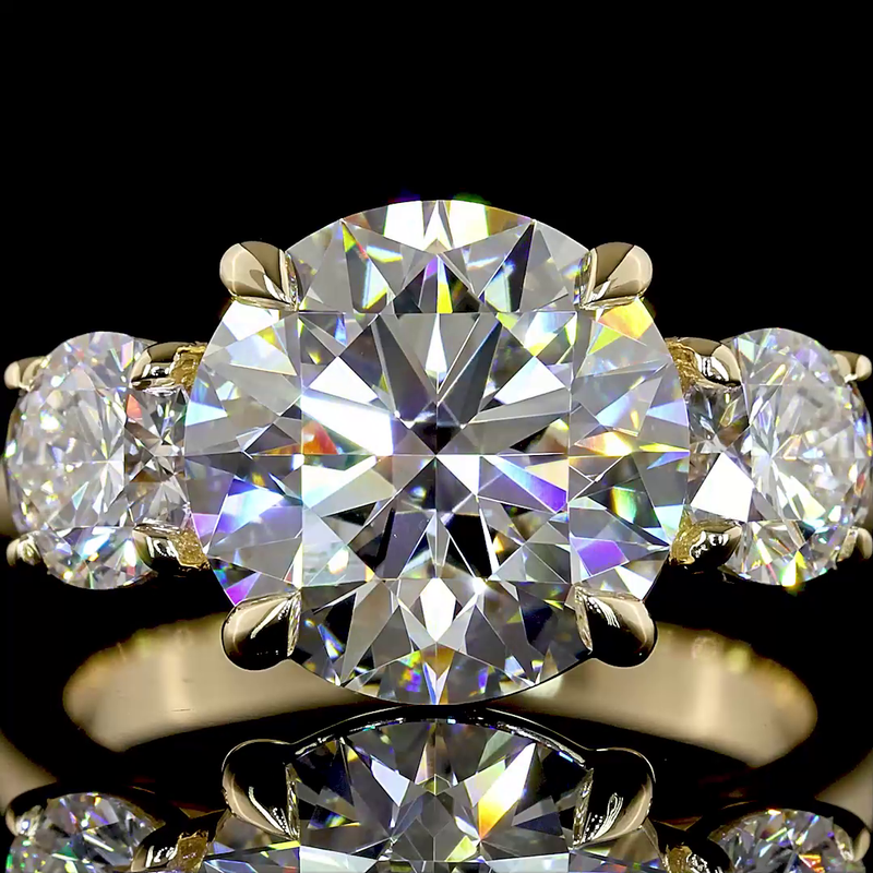 3ct Round Prong Three Stone Diamond Engagement Ring