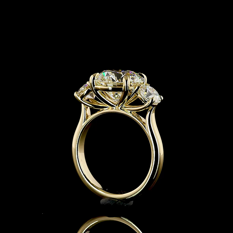 3ct Round Prong Three Stone Diamond Engagement Ring