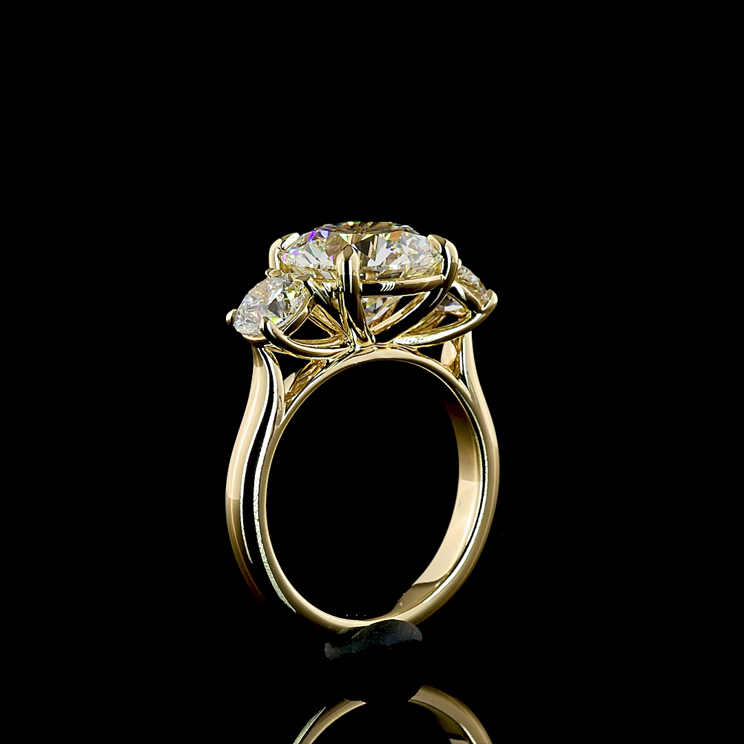 3ct Round Prong Three Stone Diamond Engagement Ring
