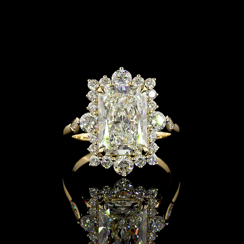 4ct Radiant Prong Unique Diamond Engagement Ring