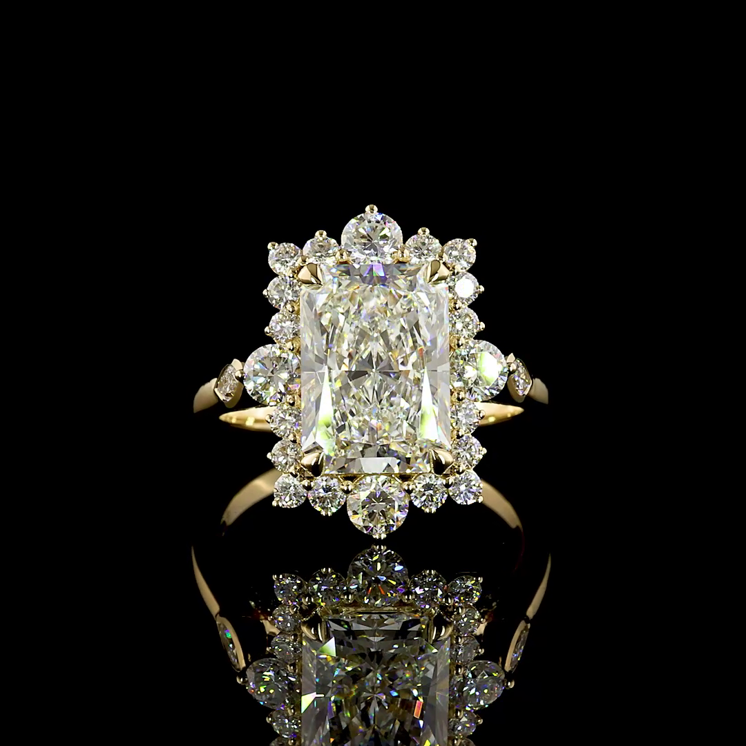 4ct Radiant Prong Unique Diamond Engagement Ring