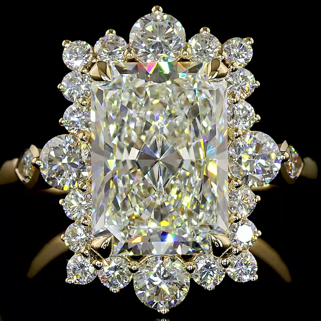 4ct Radiant Prong Unique Diamond Engagement Ring