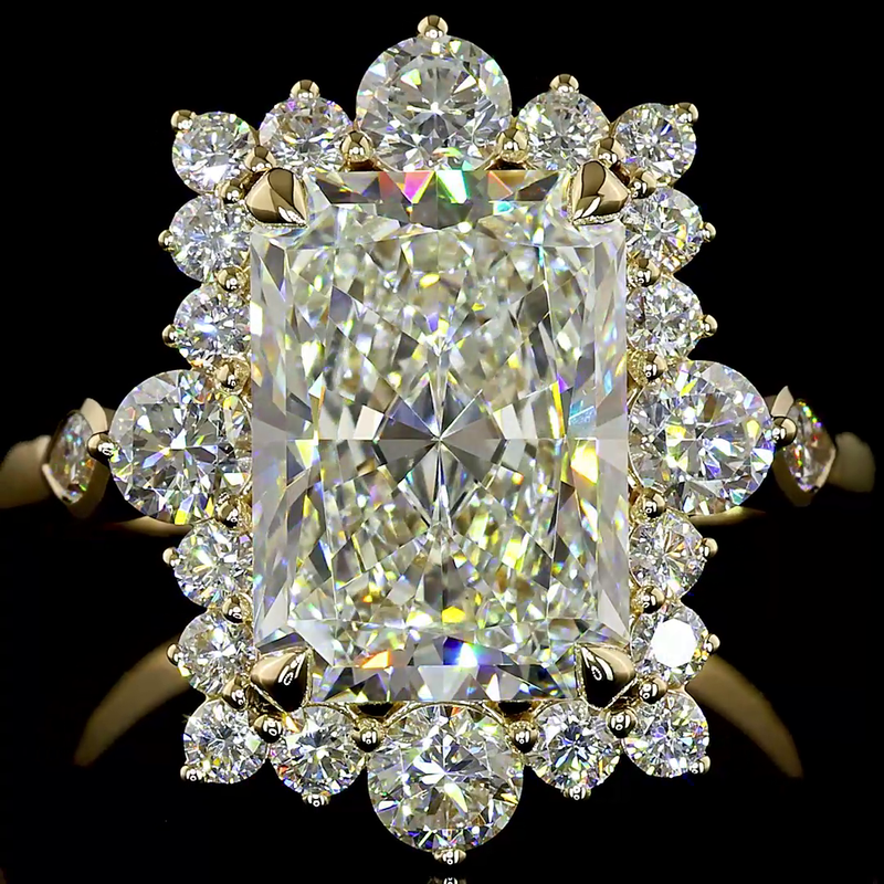 4ct Radiant Prong Unique Diamond Engagement Ring