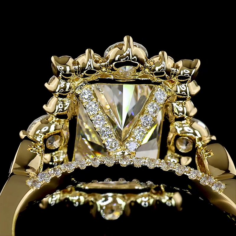 4ct Radiant Prong Unique Diamond Engagement Ring