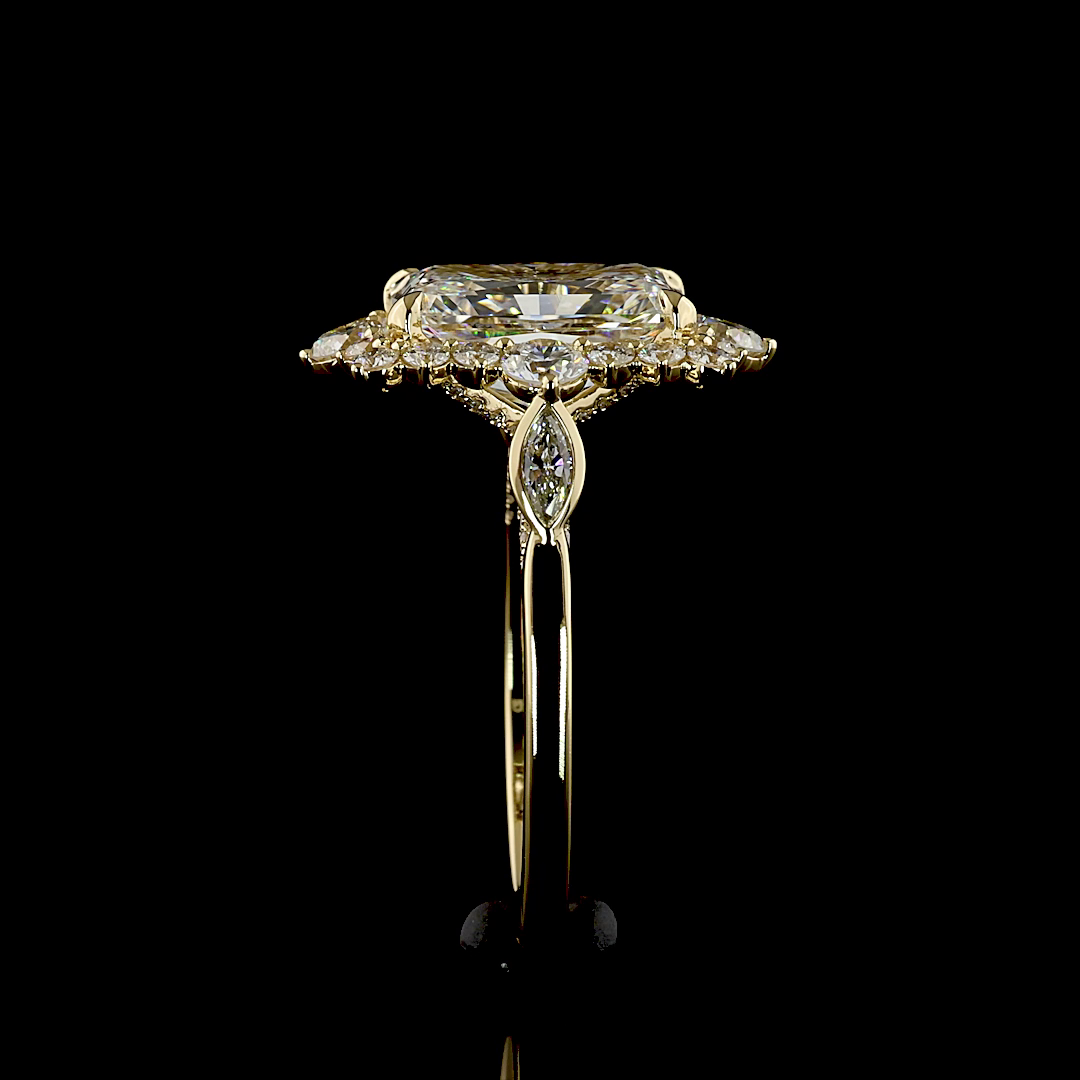 4ct Radiant Prong Unique Diamond Engagement Ring